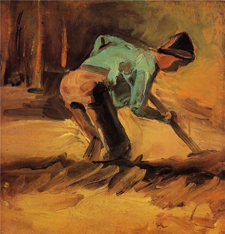 Man Stooping with Stick or Spade Van Gogh Oil Painting